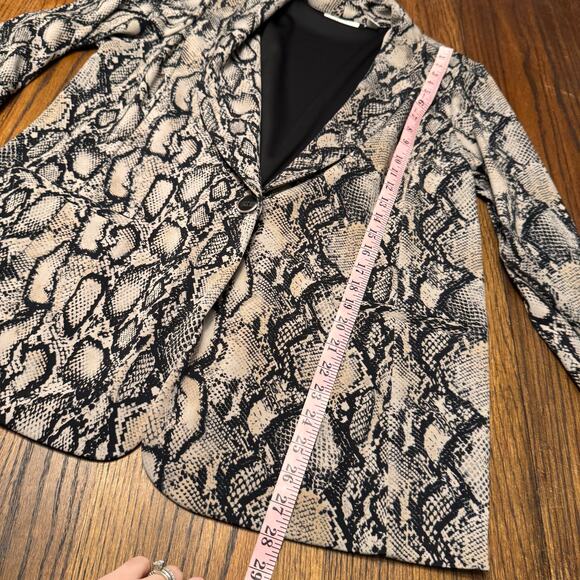 Susan Graver Snakeskin Blazer LP Animal Print Front Jacket Cardigan Stretch - Picture 8 of 12